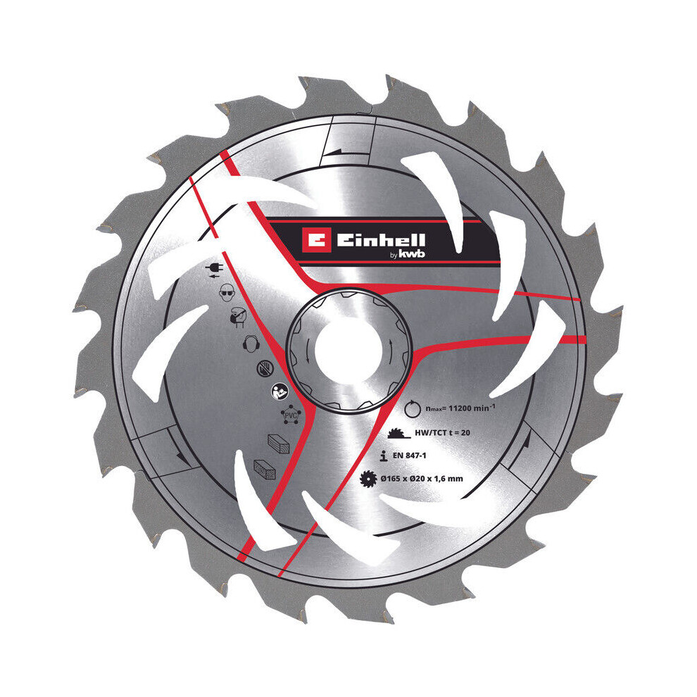 Einhell Circular Saw Blade Tct Hm Tungsten Carbide W/ 24 Teeth 165 X 20Mm