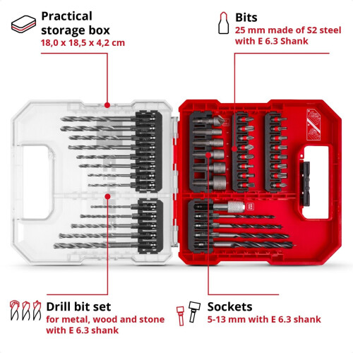 Einhell Einhell Universal Drill Driver Bit Set 40 Pieces With L-CASE Box KWB Accessory 1