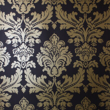 Black & Gold Damask Wallpaper - Metallic Smooth Finish, Vintage Retro, Peelable & Washable, 0.52m x 10.05m (SL43460)