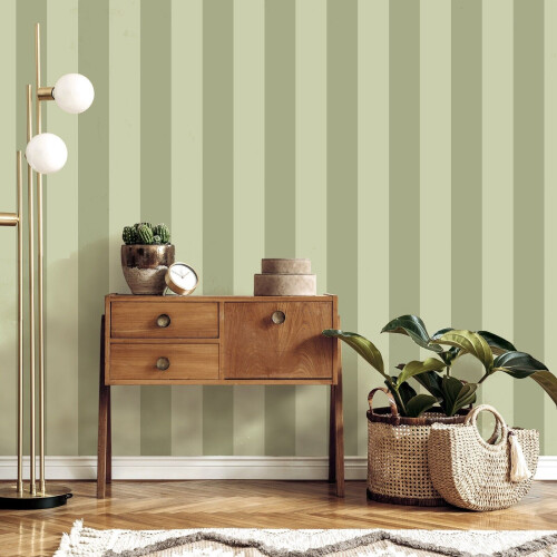 Sage Green Wallpaper Stripe Quality Feature Wall Smooth Finish Bedroom Hallway 1