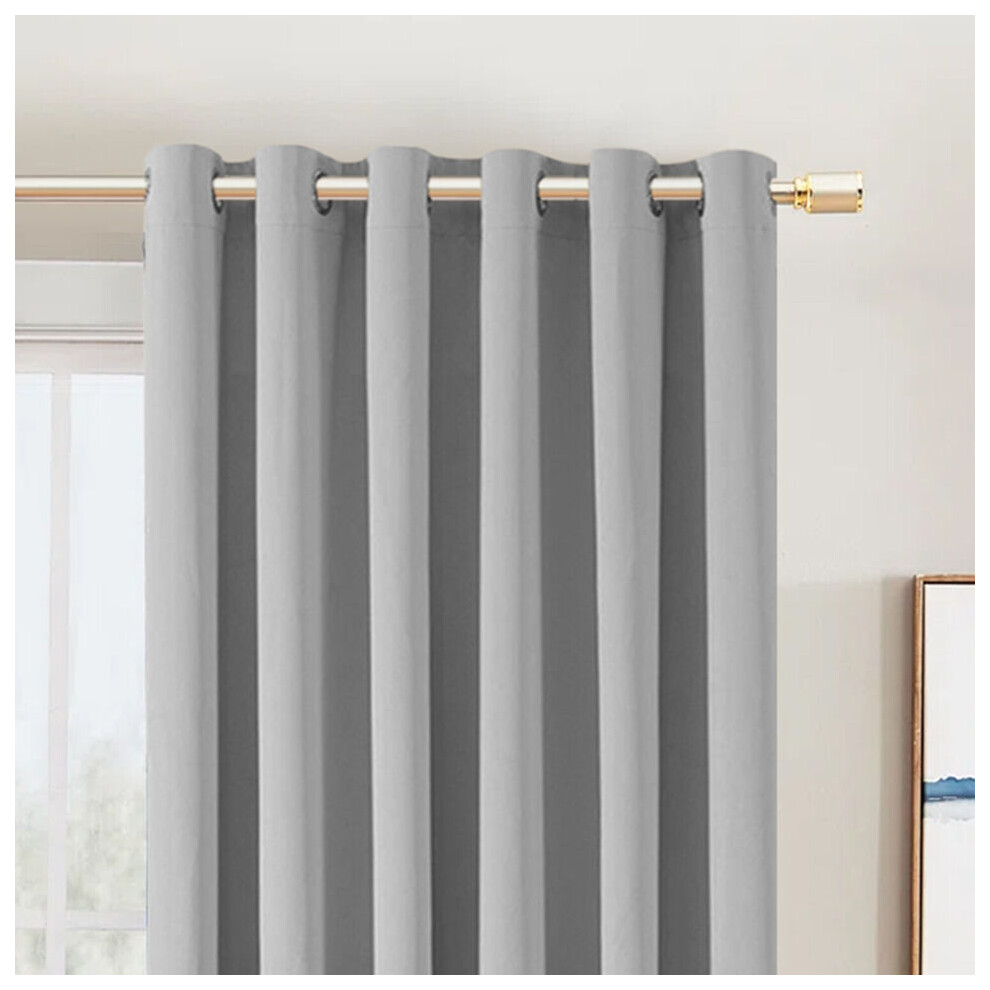 (Silver Grey, 66" x 84"-Door Curtain) Insulated Heavy Thermal Blackout Curtains Pair Eyelet Ring Top Ready Made Window Panel Free Tieback