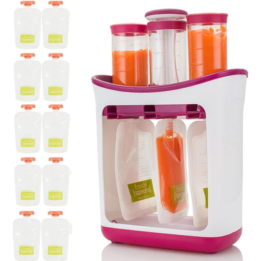 Baby Food Squeeze Station,Baby Food Maker Food Pouch Filling Station With 10 Replacement Storage Bags Rayches
