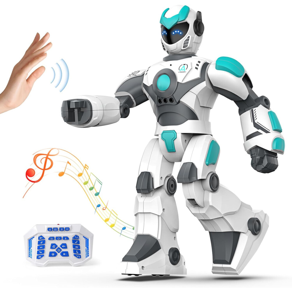 New Rayches Control Robot For Kids Extra Large, 15.4" Programmable Rc Robot Toy Gesture Sensing & Voice Control(White) White
