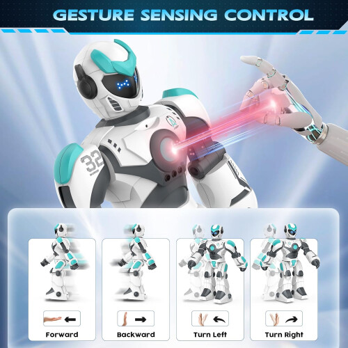 Control Robot for Kids Extra Large, 15.4" Programmable RC Robot Toy Gesture Sensing & Voice Control(White) 2