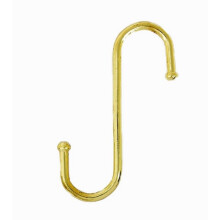 (75 mm (Ball End),Pack 1, Electro Brass) S Hooks Hanging Kitchen Meat Pan Utensil Clothes Hanger Zinc, Brass or Copper