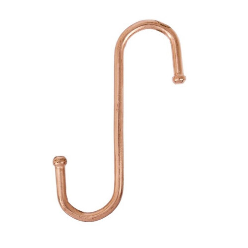 (100 mm (Ball End),Pack 5, Copper Plated) S Hooks Hanging Kitchen Meat Pan Utensil Clothes Hanger Zinc, Brass or Copper