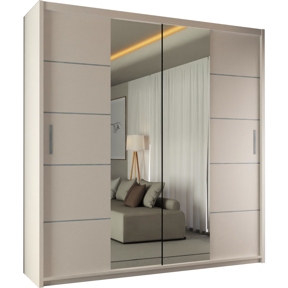 (White, 120 cm) MN FURNITURE Bristol Sliding Mirror Door Wardrobe