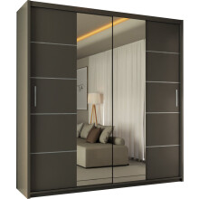 (Grey, 120 cm) MN FURNITURE Bristol Sliding Mirror Door Wardrobe