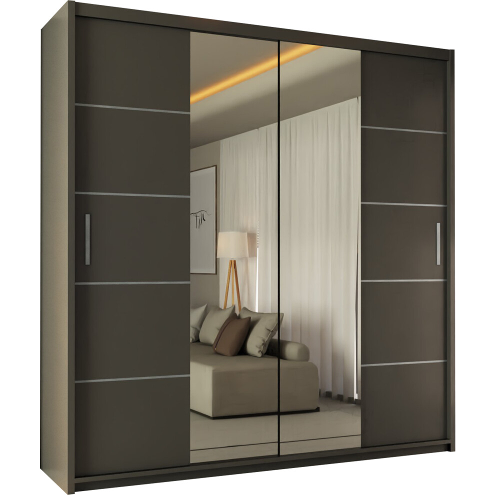 (Grey, 120 cm) MN FURNITURE Bristol Sliding Mirror Door Wardrobe