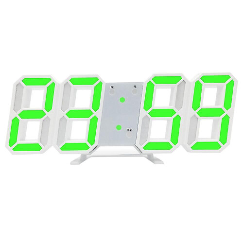 (Green) Led Digital Wall Clock 3d Design Larger Numbers Alarm Clock ...