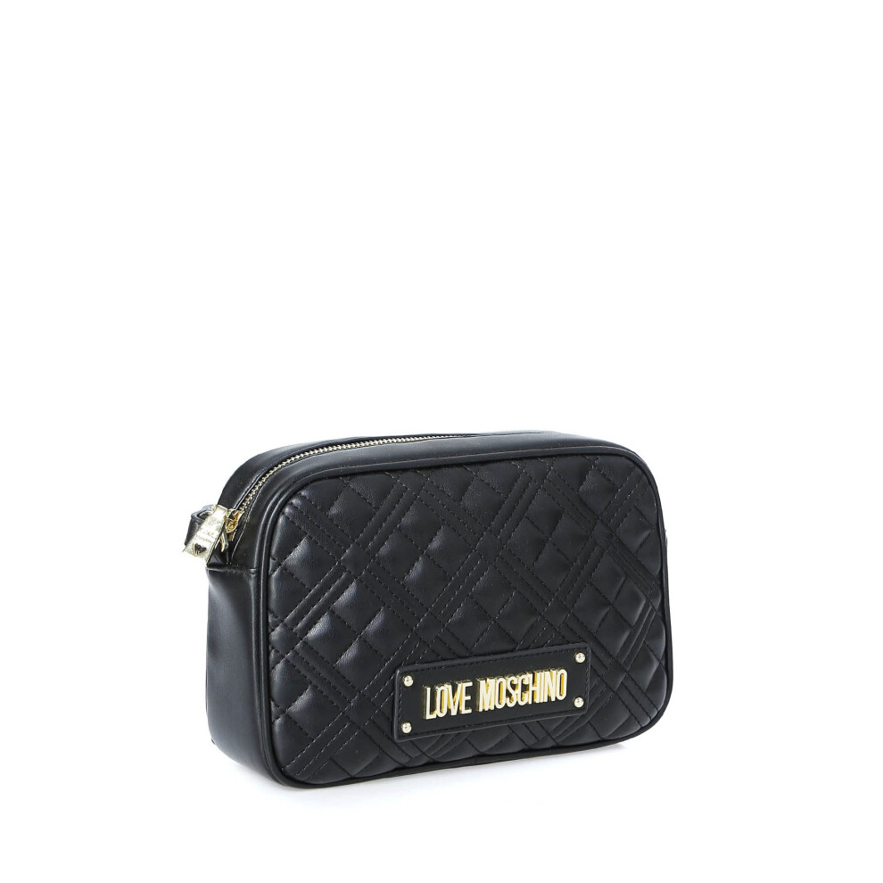 Love Moschino Women's Ss21 pre-Collection New Shiny Quilted PU Shoulder Bag, Black, Standard