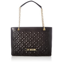 Love Moschino Women's Ss21 pre-Collection New Shiny Quilted PU Shopper Bag, Black, Standard