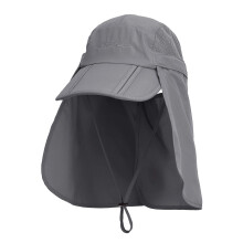 Children Safari Cap with Extra Long Neck Protection Anti UV Foldable Baseball Cap for Camping Outdoor for Boys Girls Head Circumference 50-54cm - Dark