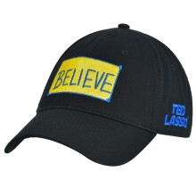 Concept One Unisex's Ted Lasso Dad Hat, Believe Print Cotton Adjustable Baseball Cap with Curved Brim, Black, One Size