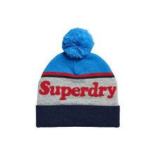 Superdry Women's Vintage Classic Logo Beanie Beret, New Royal/Red,