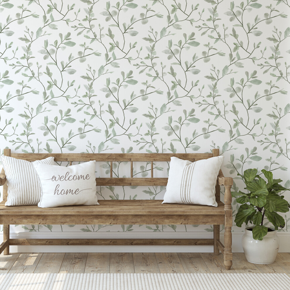 Eugenie Leaf Trail Green Wallpaper