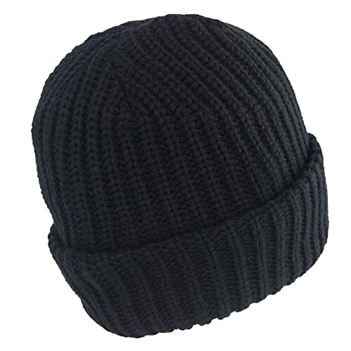 Lee Cooper Lee Cooper Mens Chunky Knit Fleece Lined Beanie, Black, One Size 1