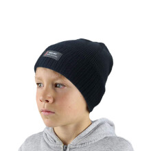 RockJock Boys R40 Thermal Insulation Warm Winter Beanie Hat with Fleece Lining for School, Sports, Walking Black