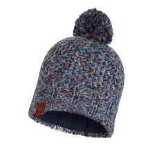 Buff Cayro Unisex Margo Knitted and Band Polar Fleece Hat, Blue, One Size UK