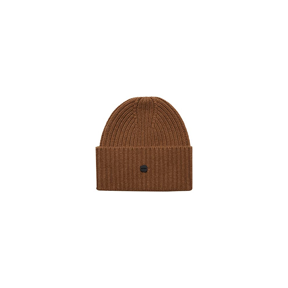 Superdry Men's Studios Premium Ribbed Beanie Hat, Camel, One Size