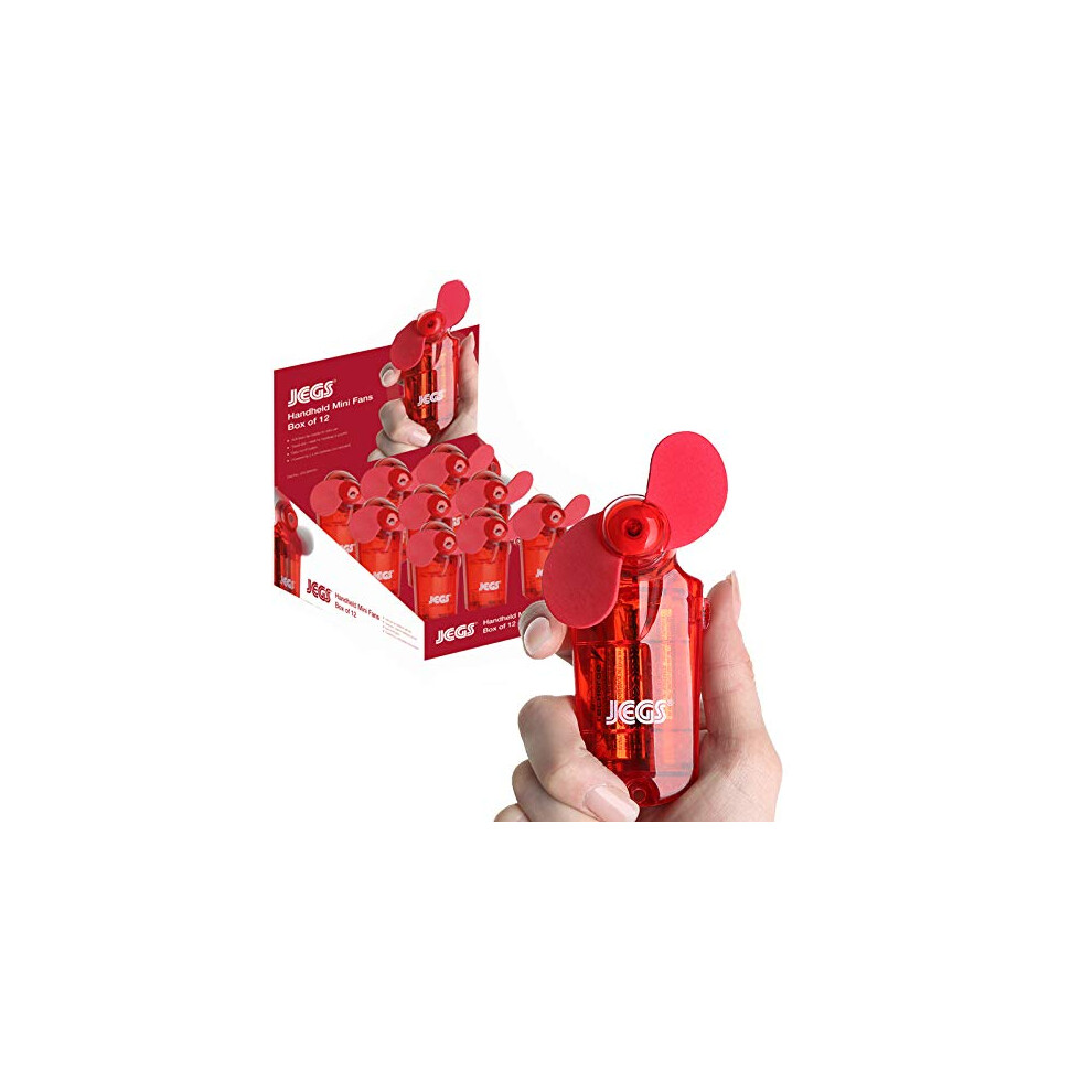 Jegs Red Mini Portable Pocket Sized Hand Held Cooling Fan with Foam Blades - Box Of 12 Translucent in Red
