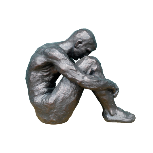 Large Artistic Posed Sitting Man Sculpture | Resin
