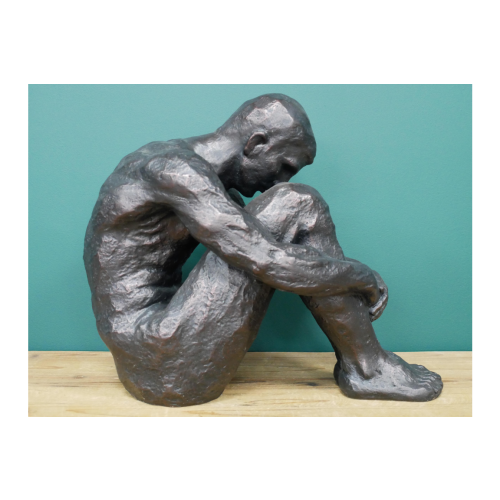 Large Artistic Posed Sitting Man Sculpture | Resin 2