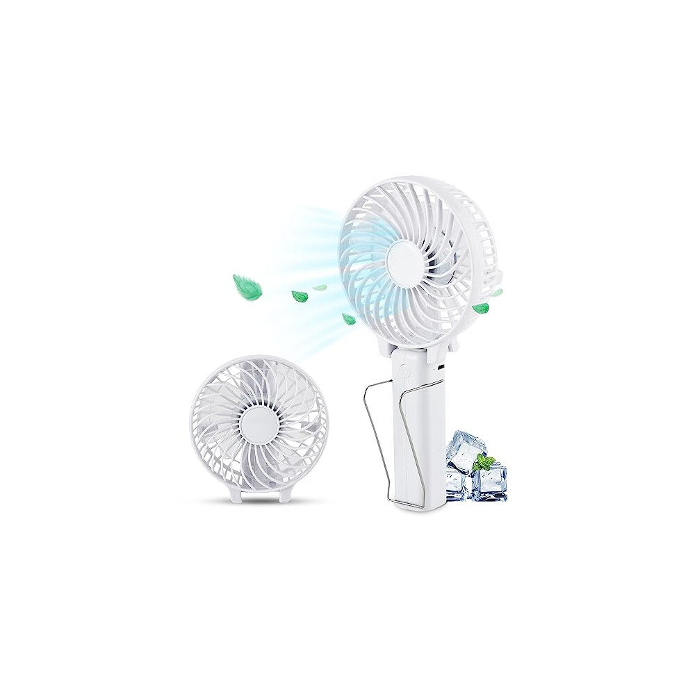 Handheld USB Rechargeable Multipurpose Fan Personal Fan for Travel Office Home Outdoor Size 20x10x3 cm - White