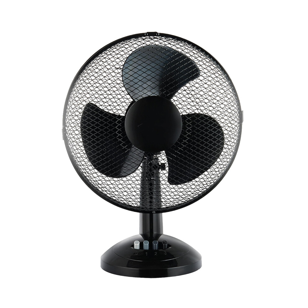ACCURATE 12Inch Table Fan Desk Fan with 3 Speed Oscillating Low Noise Strong Resistant Base Desktop Bedside Fan Ideal for Home and Office BLACK