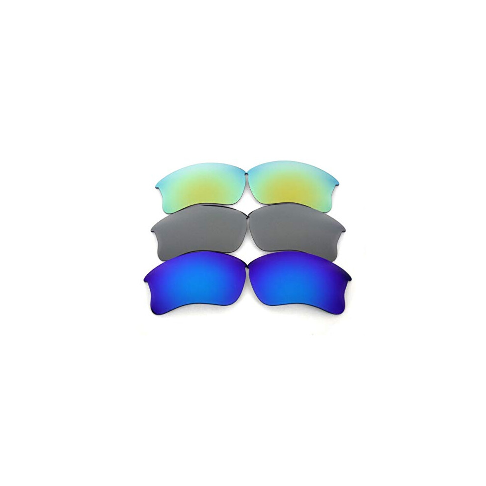 Galaxylense Galaxy Replacement Lenses For Oakley Flak Jacket Xlj Polarized Blue&Silver&Gold 3Pair Multi Size: Regular