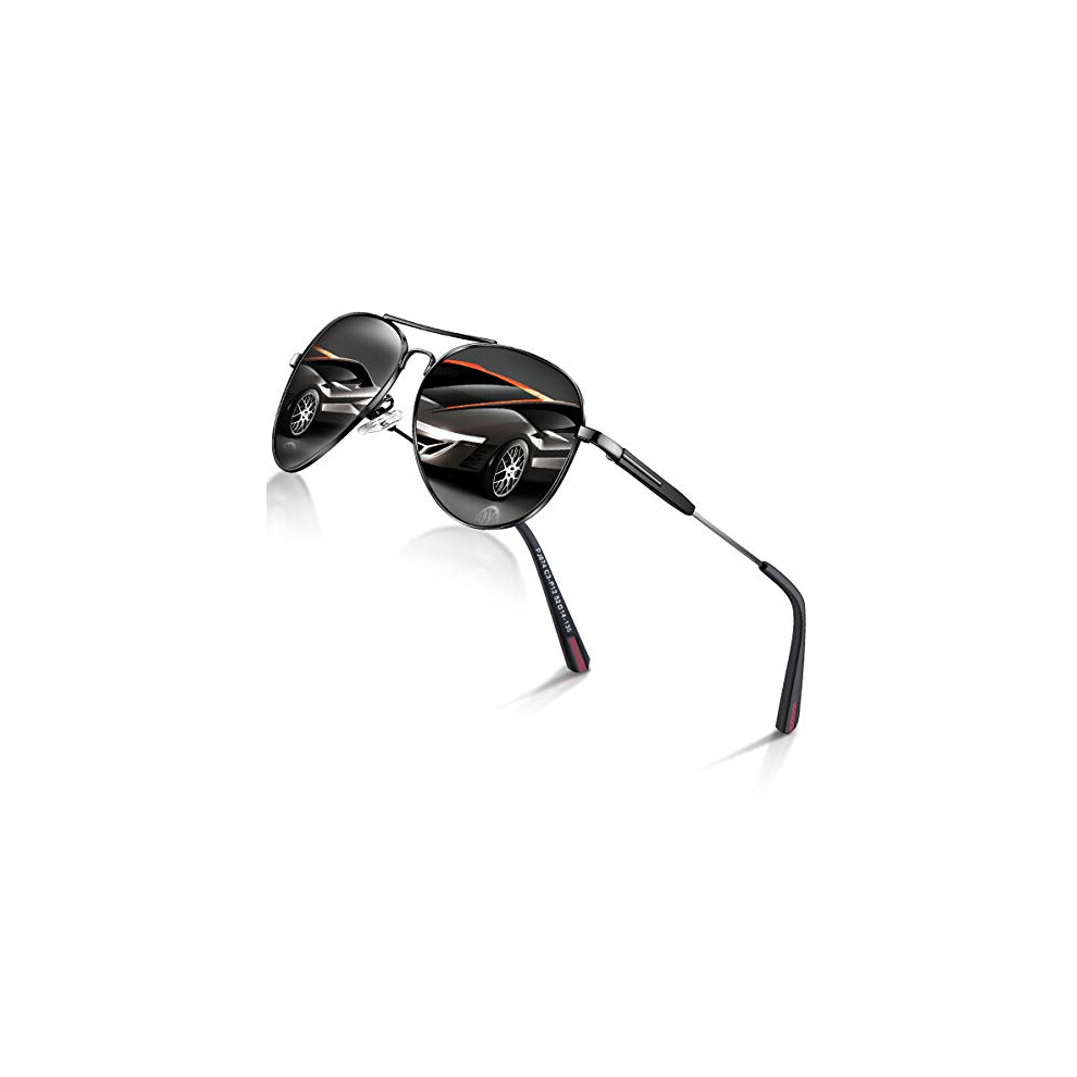 DADA-PRO Mens Sunglasses Pilot Polarized Women Sun glasses Designer Retro Pilot Shades for Cycling Driving Golf, UV 400 protection (Black)