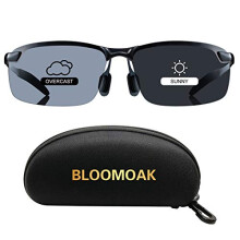 Bloomoak Photochromic Driving Glasses - Photochromism & Polarization |Adjustable Nose Pad |Non-Slip Temple - For Sunny & Cloudy Day Driving |Fishing