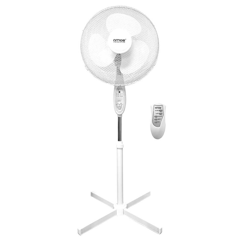 AMOS 16Inch Oscillating Pedestal Fan with Remote 3 Speed Control Timer Adjustable Height Standing Extendable Cooling Fan for Home Indoor Portable Fans