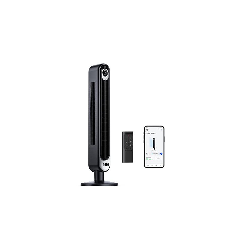 Brand: Dreo Dreo Smart Tower Fan Wifi Voice Control, 7.3M/S Velocity Quiet Cooling Fan, Works With Alexa, App Control, 6 Speeds Bladeless Fan With Remote, Led