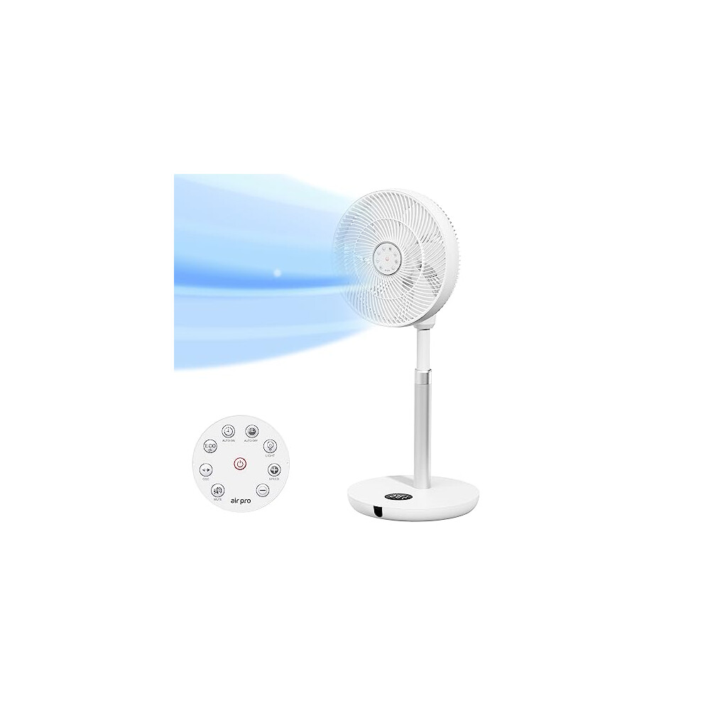 Air Pro 12.5" Pedestal Fan With Remote Control & Digital Display - Low Energy Powerful Motor - Height Adjustable Cooling Fan - 12 Speed Turbo - Quiet