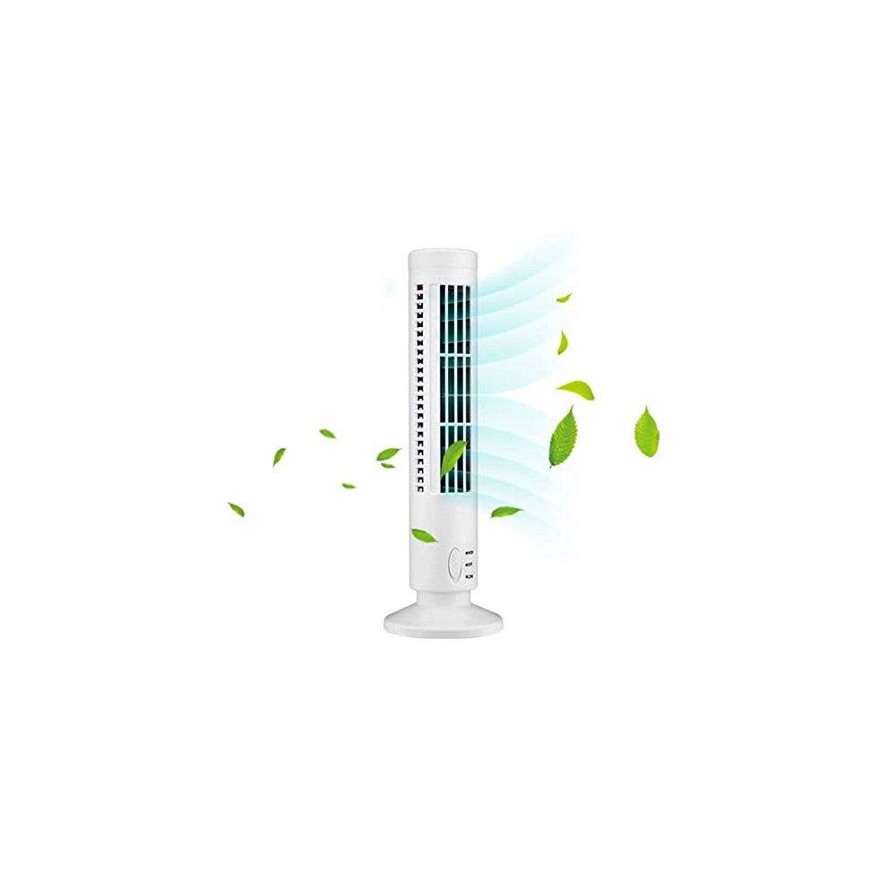 PW TOOLS 33cm Small Tower Fan, Desk Table Fan with 2 Speeds, Portable USB Charging Mini Vertical Conditioner Stand Up Tower Fan, Personal Fan,