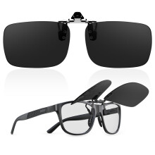 Goiteia Polarized Flip up Clip on Sunglasses over Prescription Glasses for Men Women|Easy to Put on and Take off One-handed?Grey lenses?