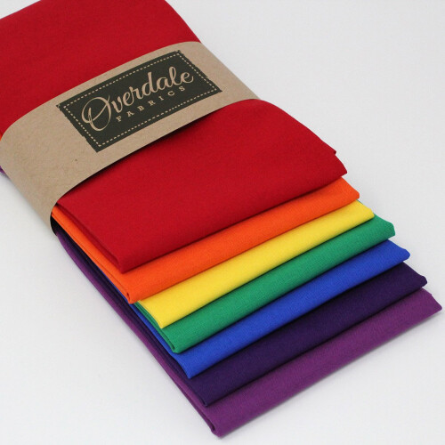 7 Fat Quarters Bundle - Rainbow Colours 100% Cotton Fabric. Ideal for Quilting and Craft Sewing (Includes Free Patchwork Pattern) 1