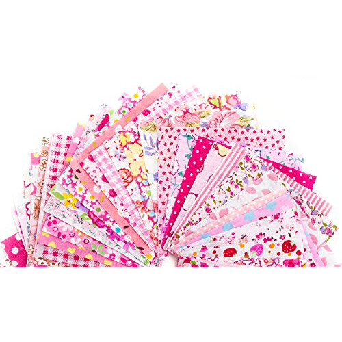 RayLineDo? 50pcs 10 * 10cm Different Pattern Patchwork Fabric Craft Printed Cotton Material Mixed Squares Bundle Quilting Scrapbooking Sewing Artcraft 1
