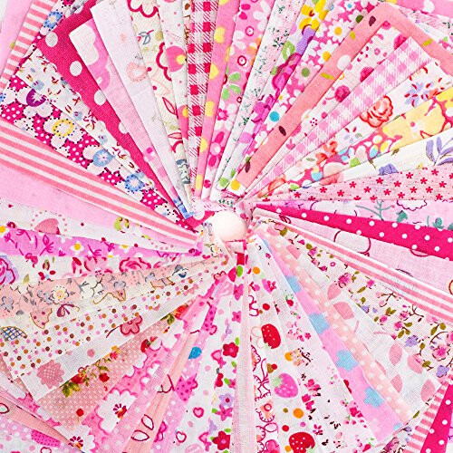 RayLineDo? 50pcs 10 * 10cm Different Pattern Patchwork Fabric Craft Printed Cotton Material Mixed Squares Bundle Quilting Scrapbooking Sewing Artcraft 2