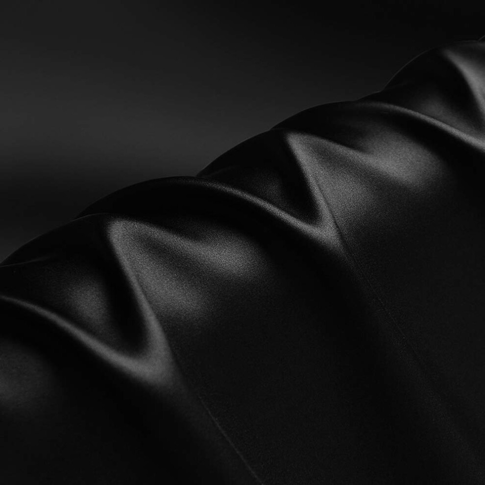 Black Real Silk Charmeuse Fabric 100% Pure Silk Soft Satin Fabrics by The Metre for Fashion Width 114cm