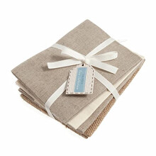 Trimits Printed Cotton Linen Craft Fabric Fat Quarter Bundle, Natural, 54 x 45cm (4 Pieces)