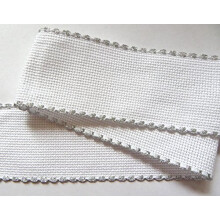 Zweigart Aida Band 5cm 2 inch wide white with silver scallop edging per metre
