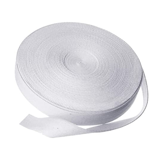 WAREHOUSESHOP Herringbone Tape, Cotton, White, 50 Meter (25mm)