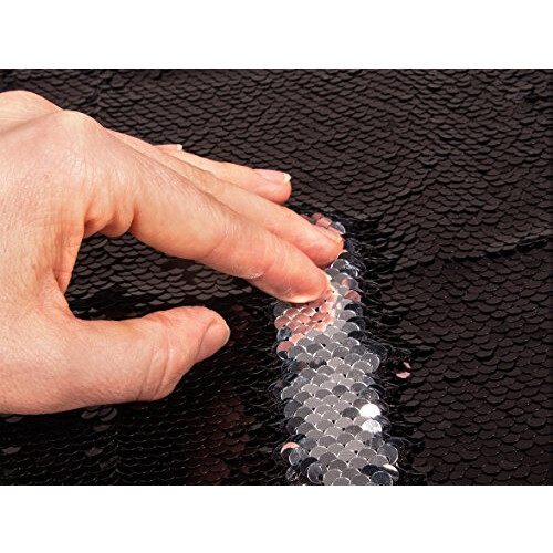 Reversible Paillettenstoff - Schwarz / Silber - 42 x 32 cm 2
