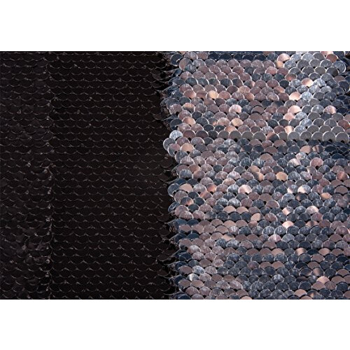 Reversible Paillettenstoff - Schwarz / Silber - 42 x 32 cm 1