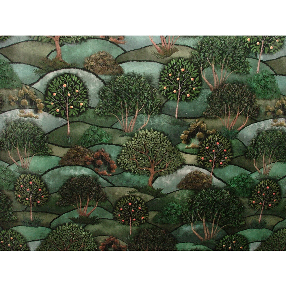 Green Meadow Velvet Curtain Upholstery Cushion Plush Soft Velvet Tree Fabric (Per Half Metre)