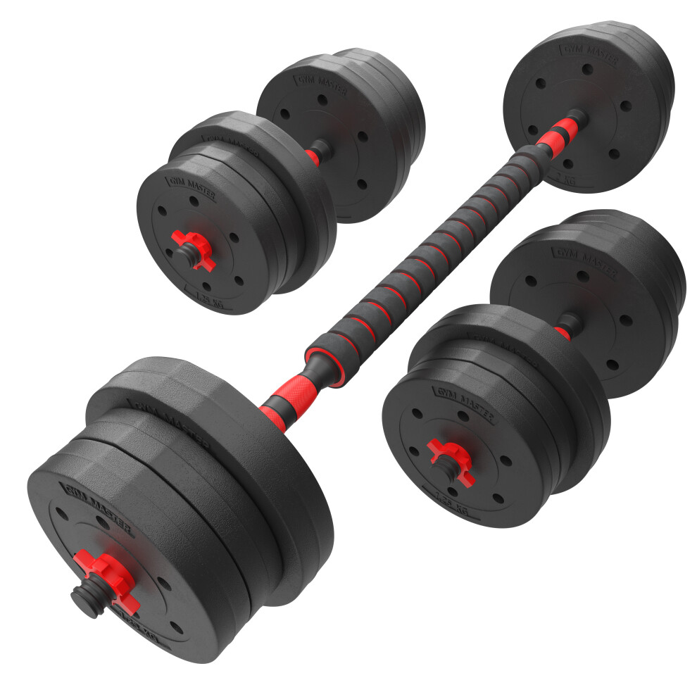 GYM MASTER 20kg Dumbbell Weight Set Barbell Adjustable Bar Extender Training