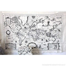 World Map Linen Fabric - Vintage World Map Print Material for Craft Curtains Cushions Tapestry - 60x110cm panel (sold by the panel)