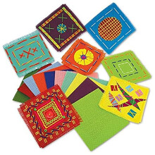 Springboard Cross Stitch Fabric Squares - 50-Pack of Binca Mesh Sheets for Sewing - 100% Cotton Embroidery Fabric for Kids - Cross Stitch Accessories